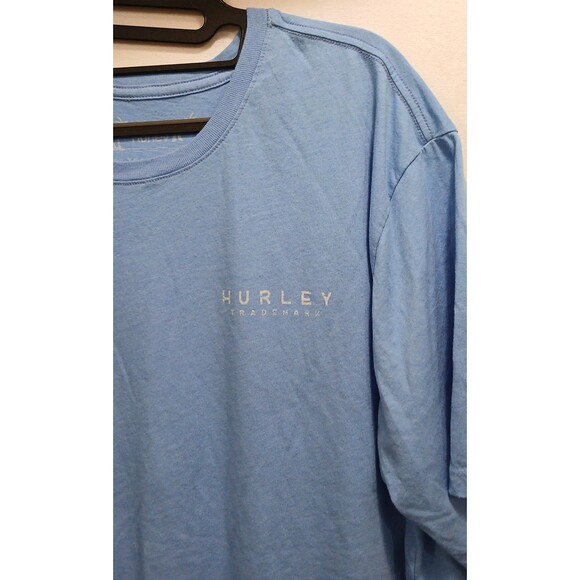 Hurley Men’s XXL Blue Surf T-Shirt Double Sided Graphic Beach Skate Tee - Picture 3 of 7